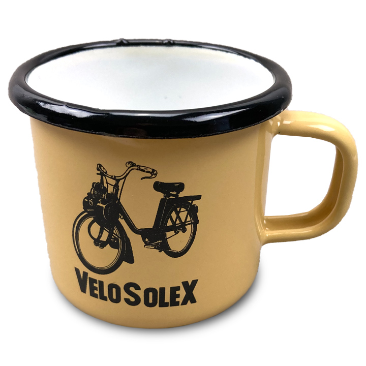 Tasse VeloSoleX Silhouette sur fond jaune