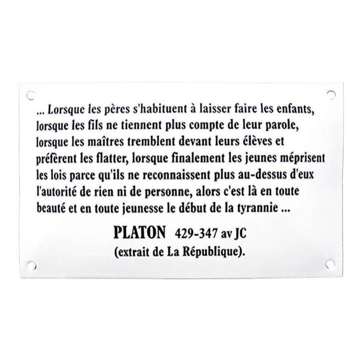 Plaque Citation De Platon La Compagnie Des Reclames