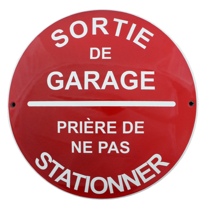Plaque /panneau sortie de garage diametre 35 cm